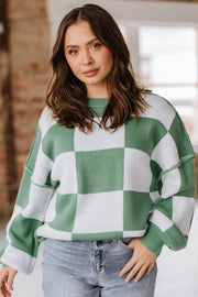 Checkered Bishop Sleeve Sweater | DROPSHIP