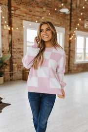 Checkered Bishop Sleeve Sweater | DROPSHIP