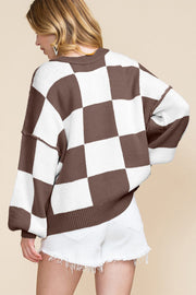Checkered Bishop Sleeve Sweater | DROPSHIP