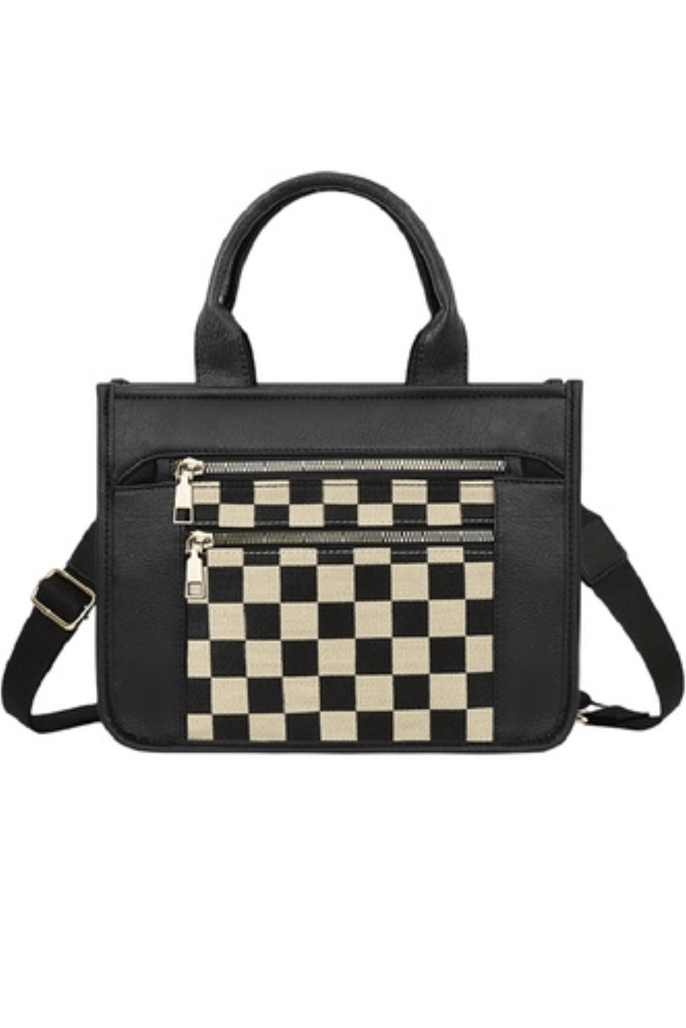 Checkered Canvas Tote Bag