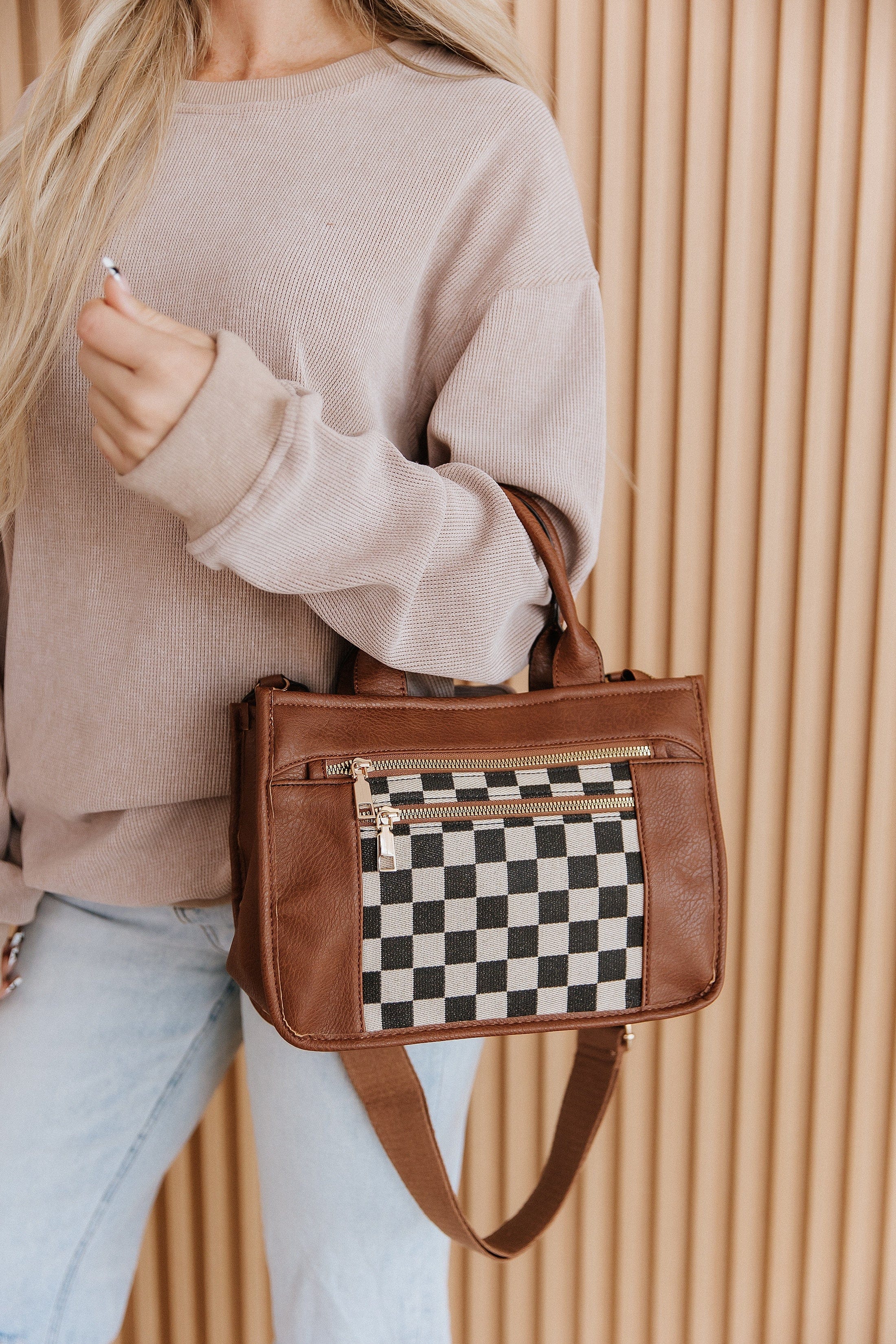 Checkered Canvas Tote Bag