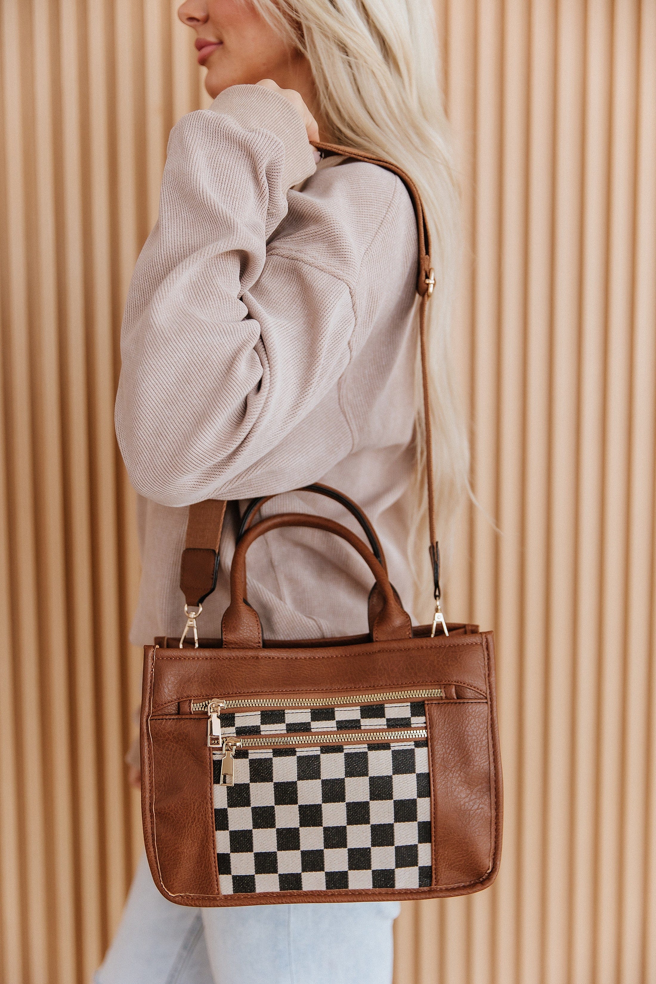 Checkered Canvas Tote Bag