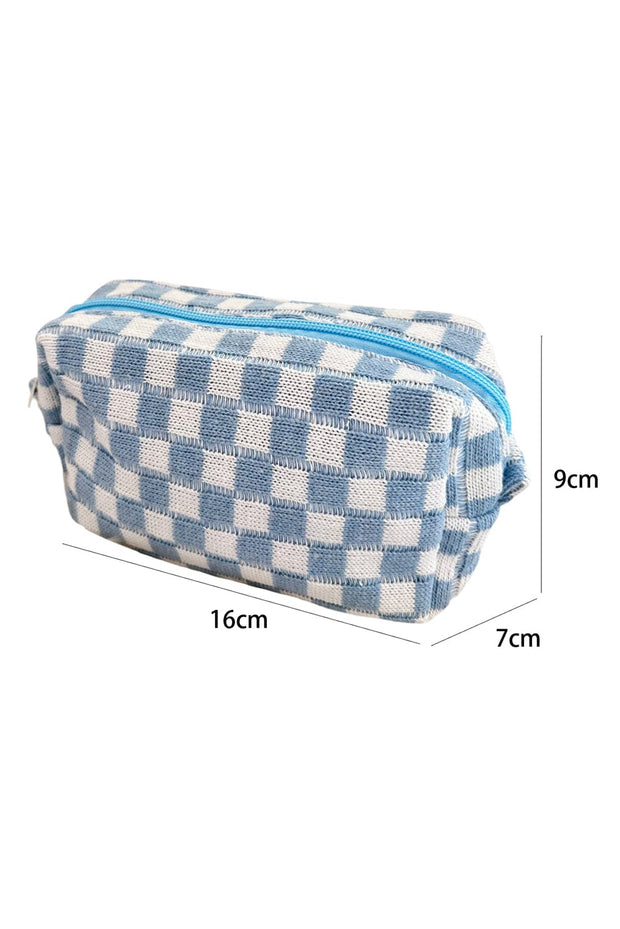 Checkered Knitted Zipper Makeup Bag | PRE ORDER 3/7