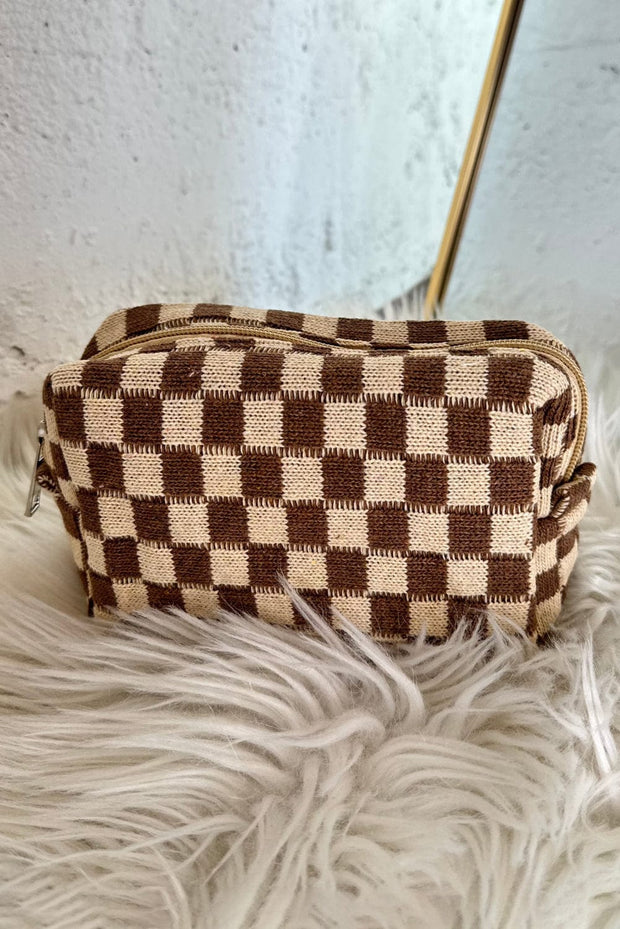 Checkered Knitted Zipper Makeup Bag | PRE ORDER 3/7