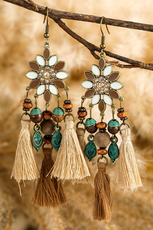 Chestnut Boho Bead Dangle Earrings