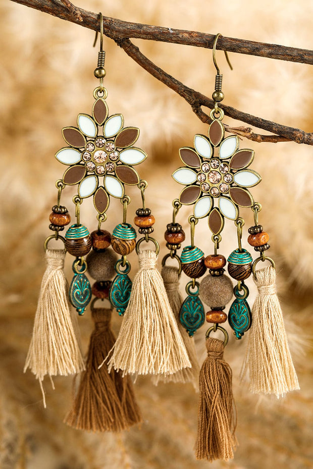 Chestnut Boho Bead Dangle Earrings