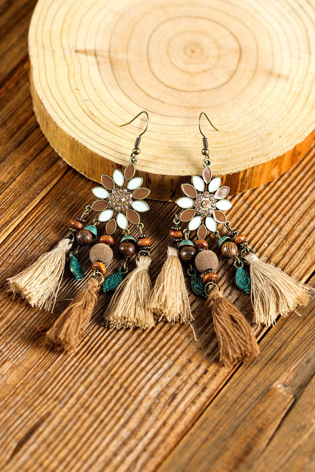 Chestnut Boho Bead Dangle Earrings