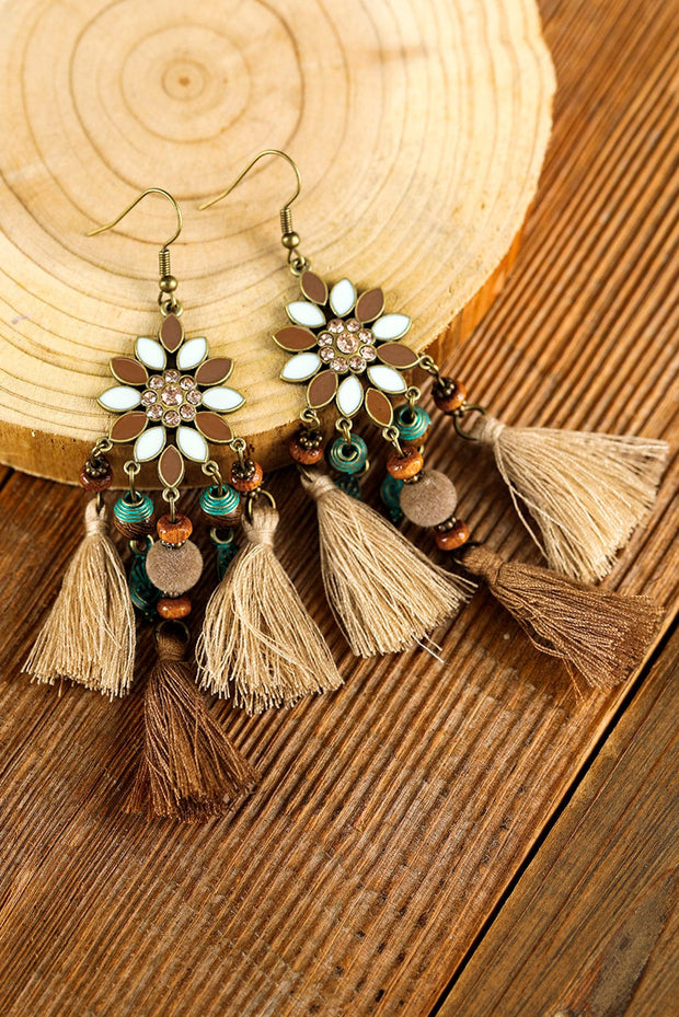 Chestnut Boho Bead Dangle Earrings