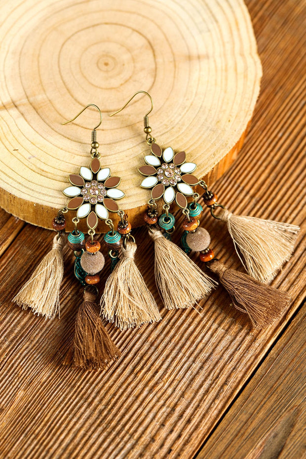 Chestnut Boho Bead Dangle Earrings