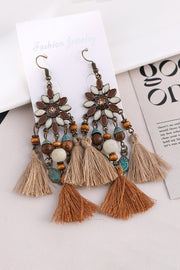 Chestnut Boho Bead Dangle Earrings