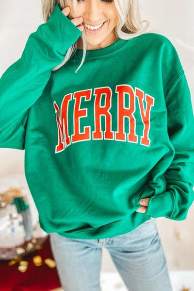 Christmas Print Drop Sleeve Pullover Sweatshirts | PRE ORDER