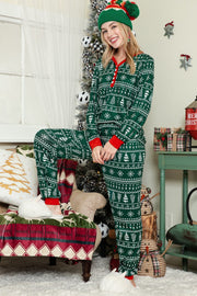 Christmas Tree Color Contrast Pajama Set | S-3XL