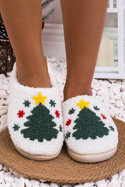 Christmas Tree Fuzzy Slippers