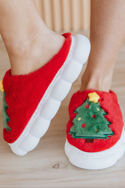 Christmas Tree Graphic Plush Slippers | DROPSHIP