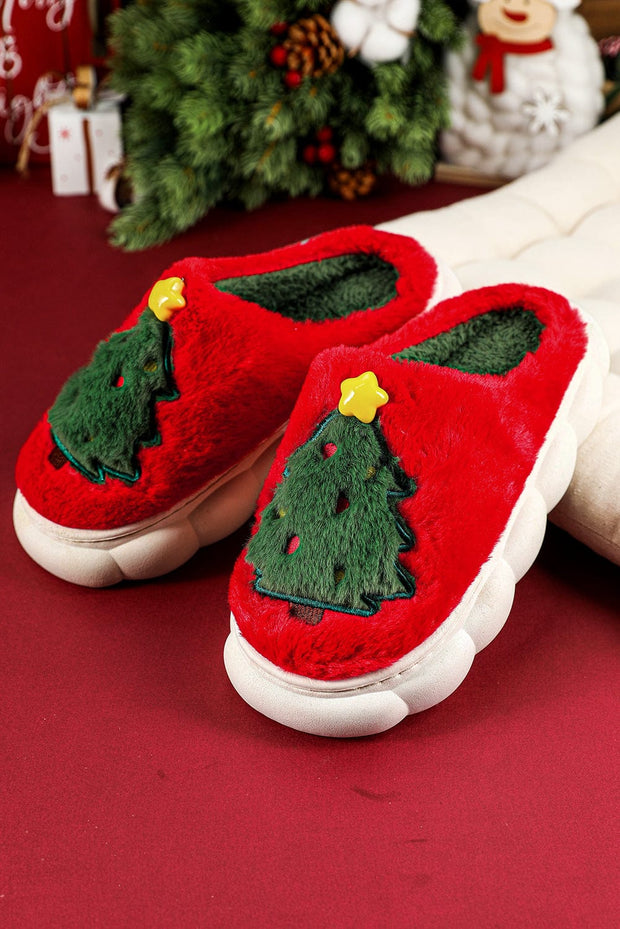 Christmas Tree Graphic Plush Slippers | DROPSHIP