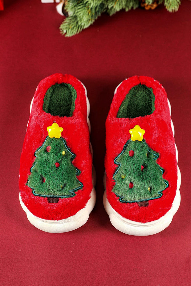 Christmas Tree Graphic Plush Slippers | DROPSHIP