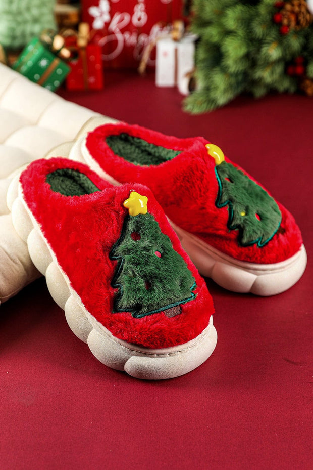 Christmas Tree Graphic Plush Slippers | DROPSHIP