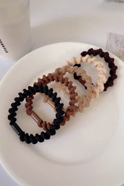 Coffee 5pcs Spiral Elastic Hair Ties