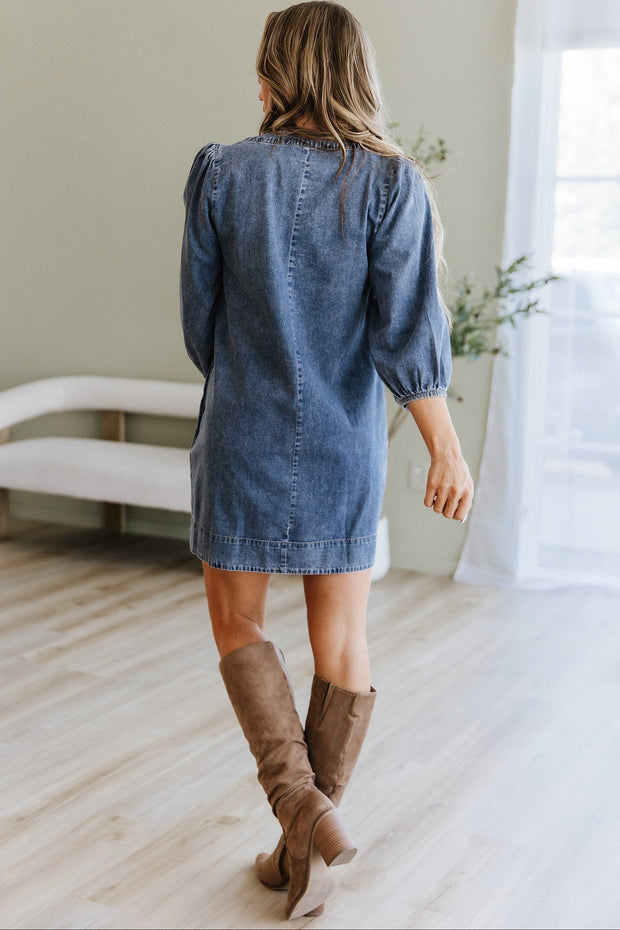 Colette 3/4 Sleeve Denim Dress | DROPSHIP
