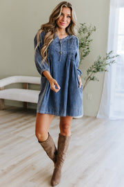 Colette 3/4 Sleeve Denim Dress | DROPSHIP