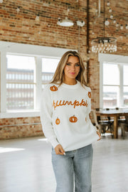 Crochet Pumpkin Drop Shoulder Sweater | S-XL