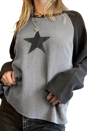 Star Graphic Knit Long Sleeve Top