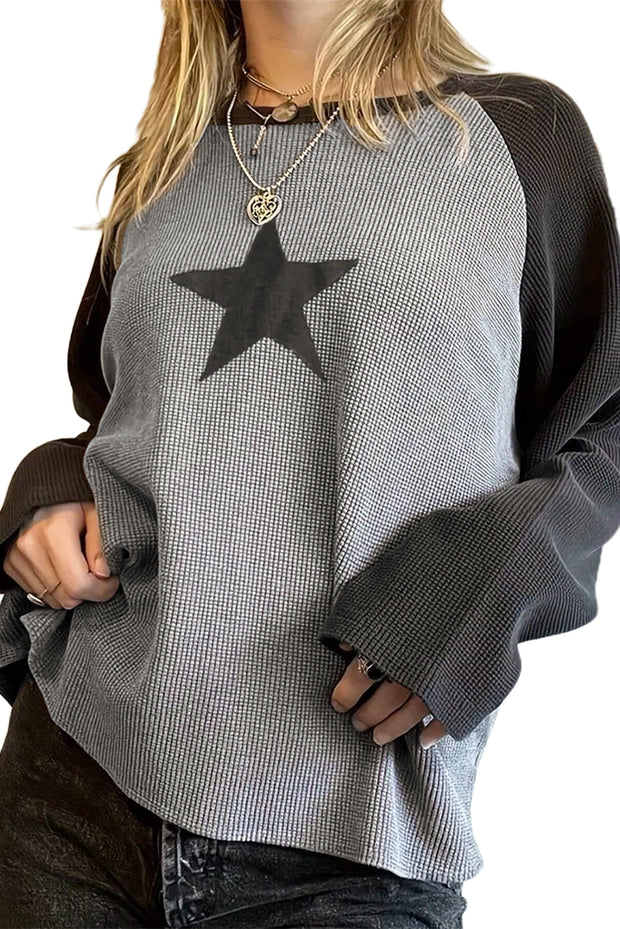 Star Graphic Knit Long Sleeve Top