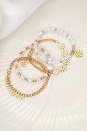 Daisy Pearl Beaded Bracelet Set