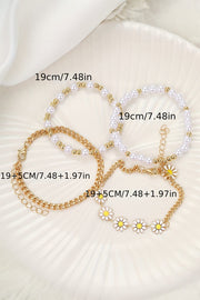 Daisy Pearl Beaded Bracelet Set