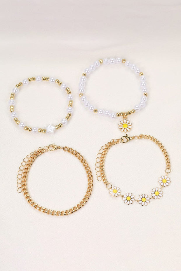Daisy Pearl Beaded Bracelet Set