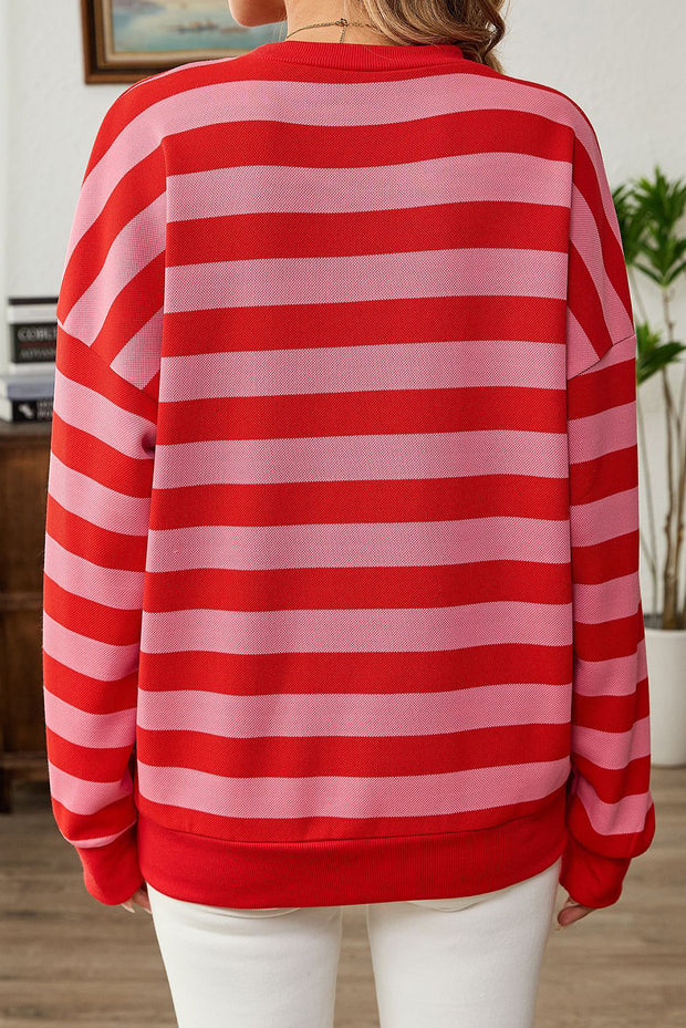 Mylee Striped Round Neck Sweatshirt