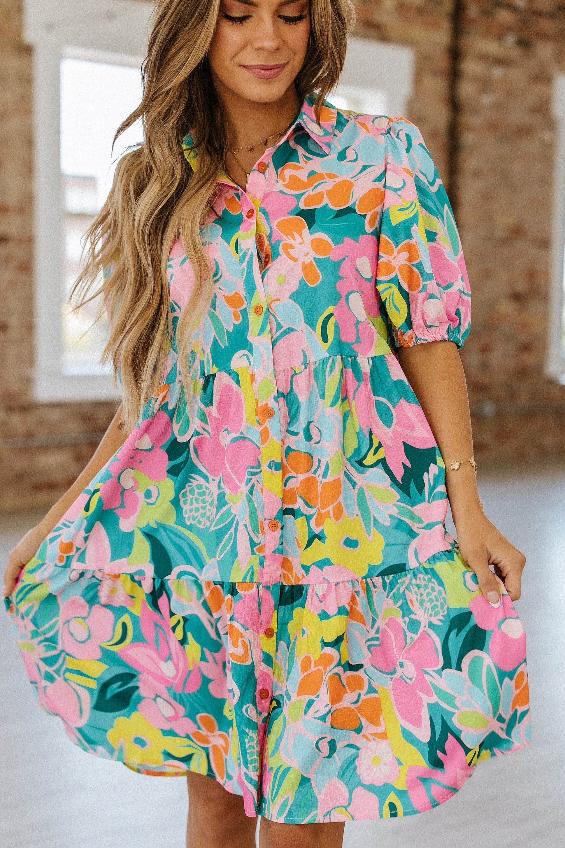 Dotty Floral Babydoll Dress | DROPSHIP