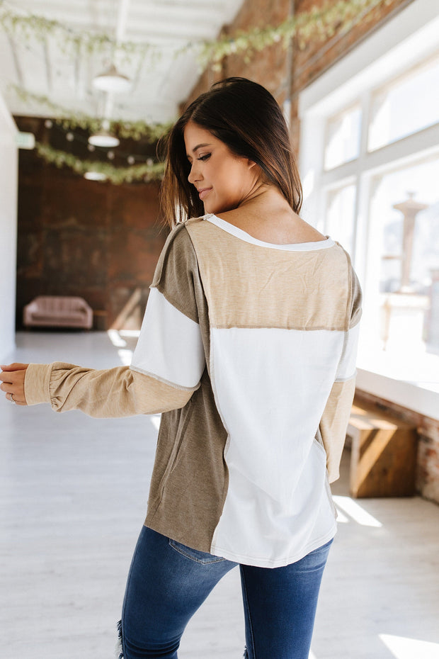 Dulce Color Block Long Sleeve Top