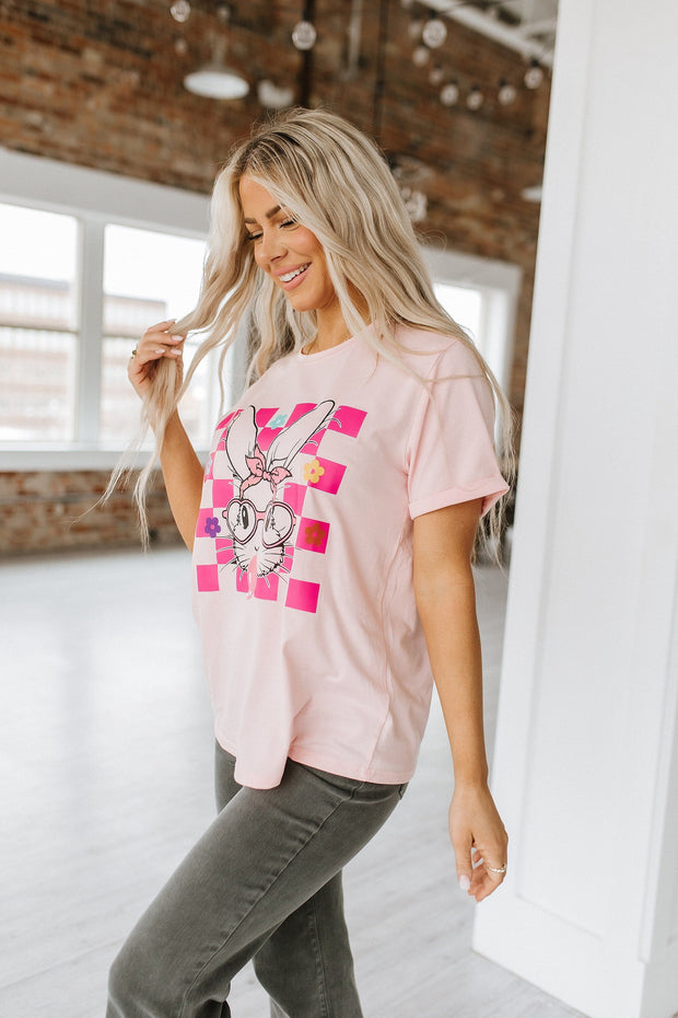 Easter Rabbit Checkered Top | S-2XL