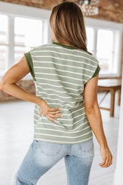 SALE - Ellison Striped Contrast Trim Blouse