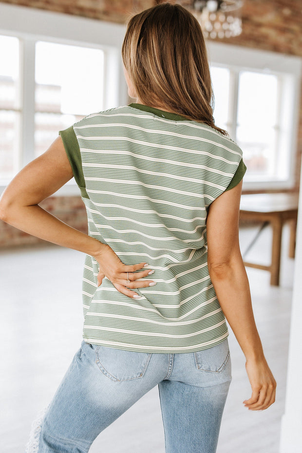 SALE - Ellison Striped Contrast Trim Blouse