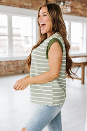 SALE - Ellison Striped Contrast Trim Blouse