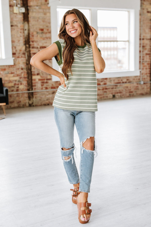 SALE - Ellison Striped Contrast Trim Blouse