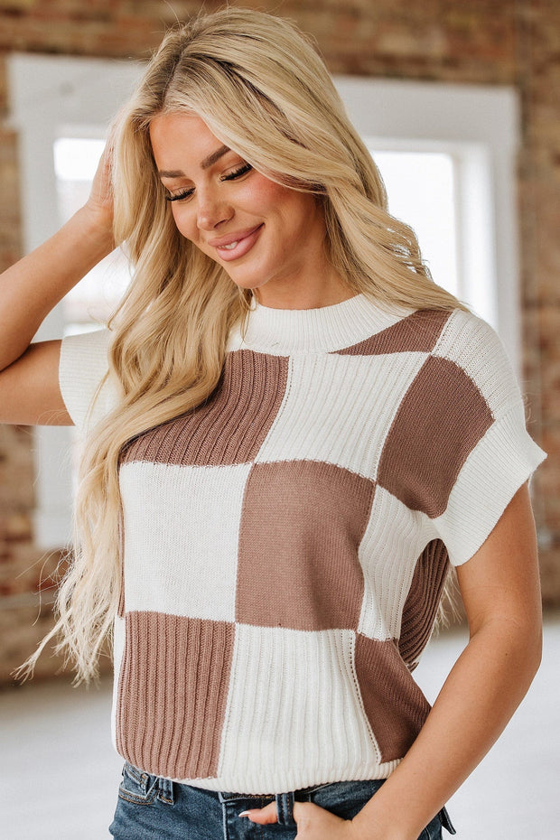 Ember Checkered Short Sleeve Sweater