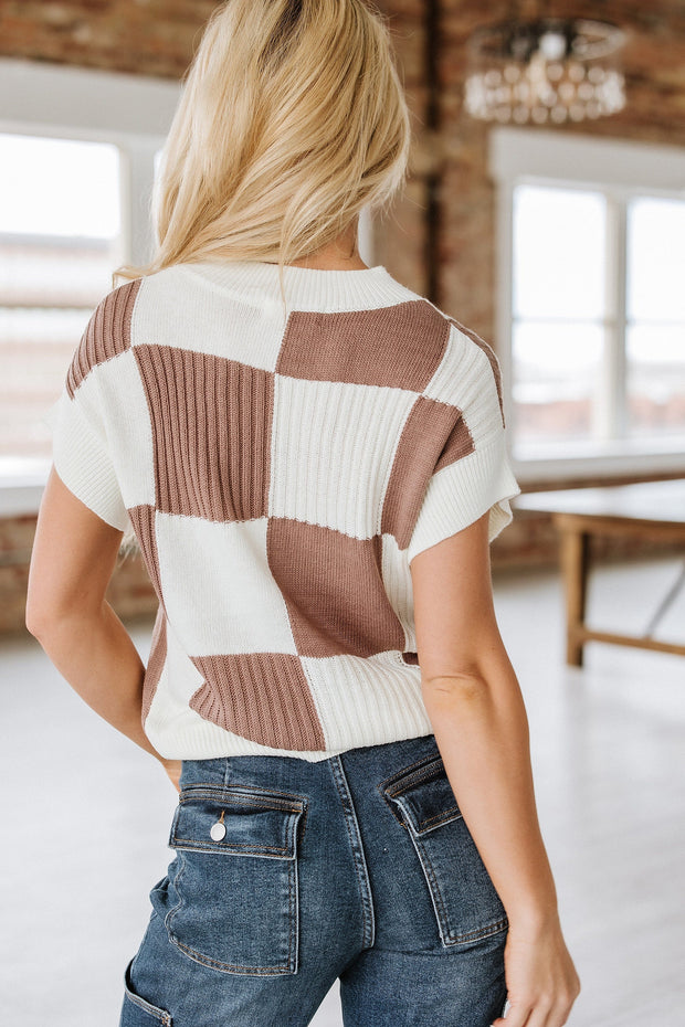 Ember Checkered Short Sleeve Sweater