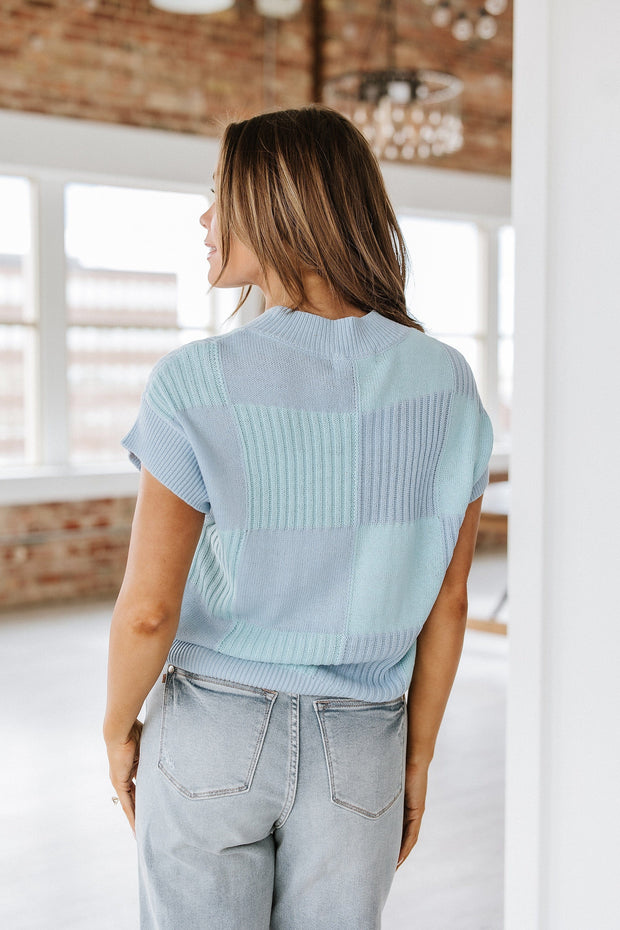 Ember Checkered Short Sleeve Sweater