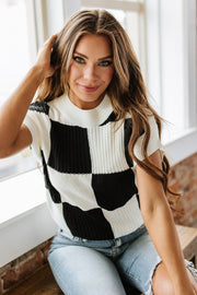 Ember Checkered Short Sleeve Sweater