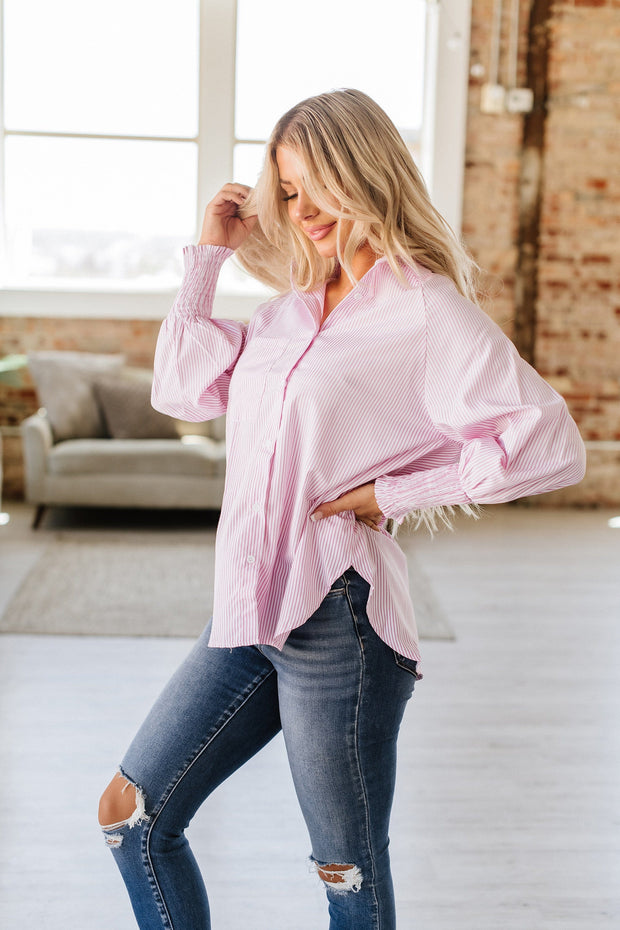 Emberlynn Striped Cinched Sleeve Top | S-2XL
