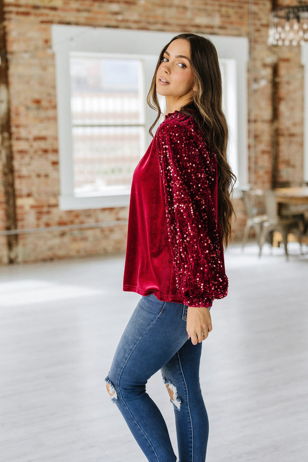 SALE - Emery Velvet Sequin Blouse | Size Small