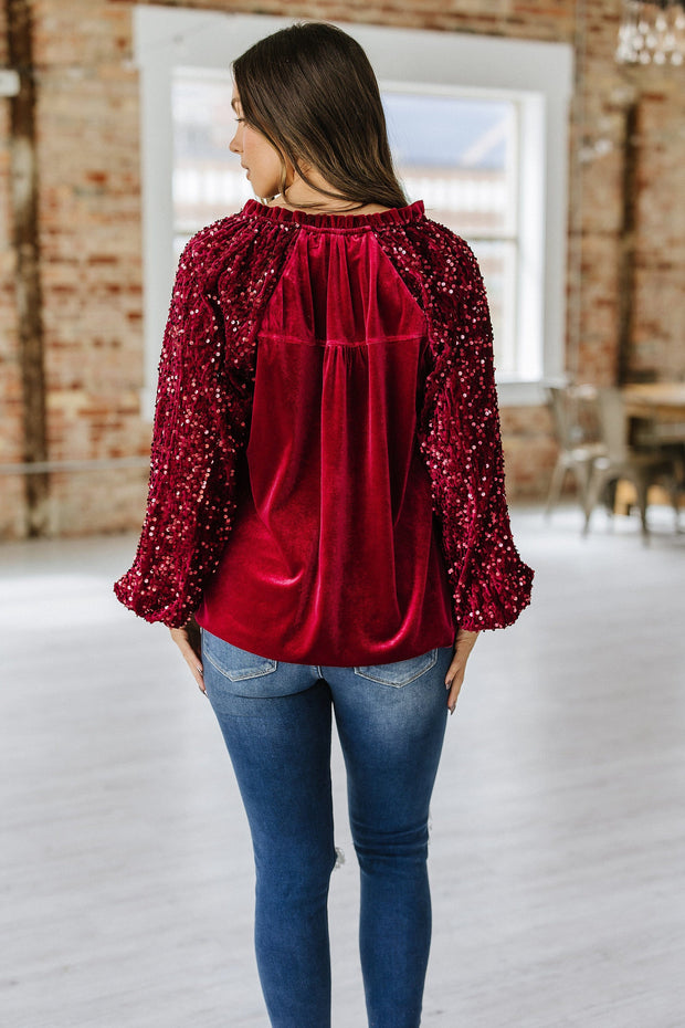 SALE - Emery Velvet Sequin Blouse | Size Small