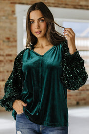 Emery Velvet Sequin Blouse | S-XL