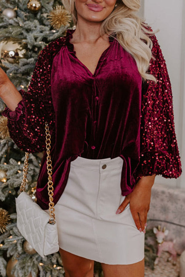 Emery Velvet Sequin Blouse | S-XL