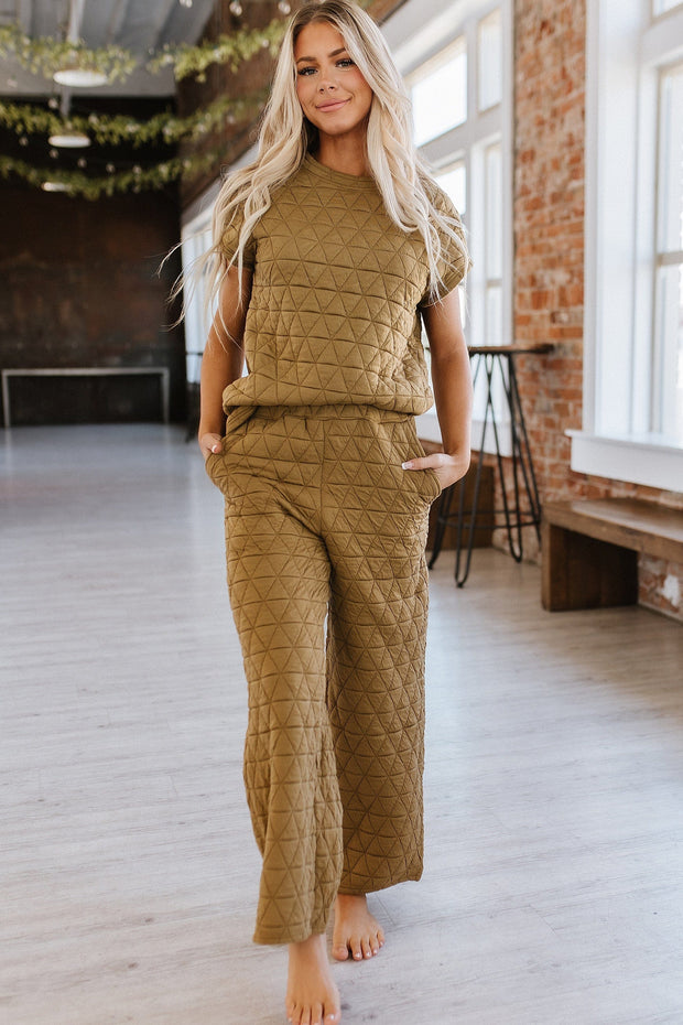 Emory Quilted Wide Leg Pants Set | S-XL