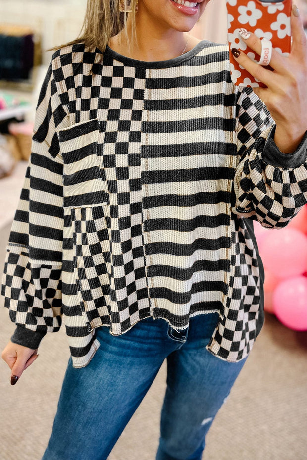 Evan Checkered Striped Sweater | PRE ORDER