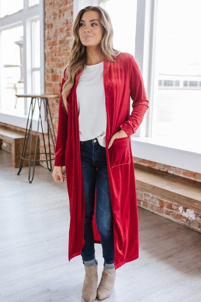 Eve Velvet Long Cardigan | S-2XL